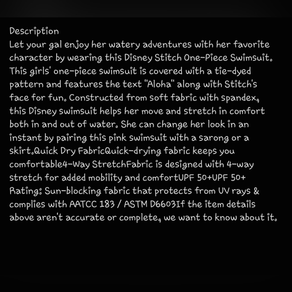 Disney Stitch Girl's One Piece Swimsuit Light Pink Tie Dyed Size M(7/8)NWT - Picture 15 of 16